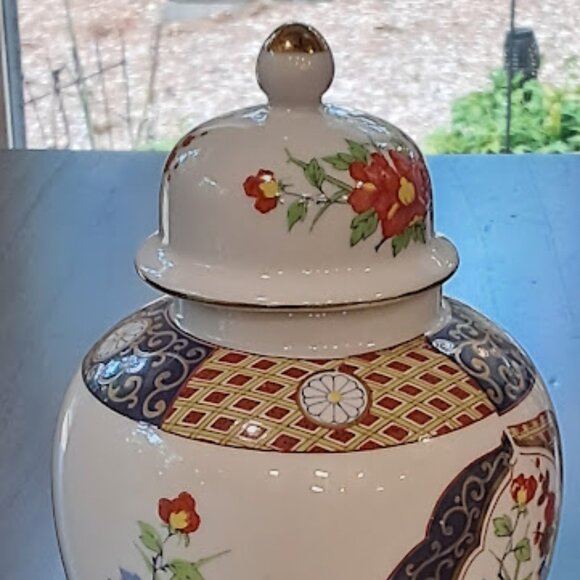 Gold Imari Mid-Century Japanese Porcelain Ginger Jar W/Lid Hand Painted Vintage - Picture 4 of 11